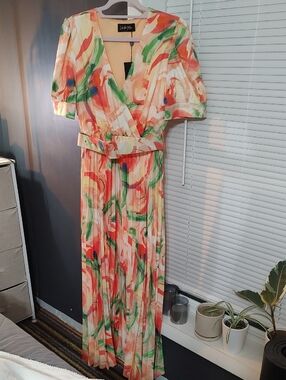 Lafayette 148 Colorful Brushstroke Wrap Maxi Dress - Multi